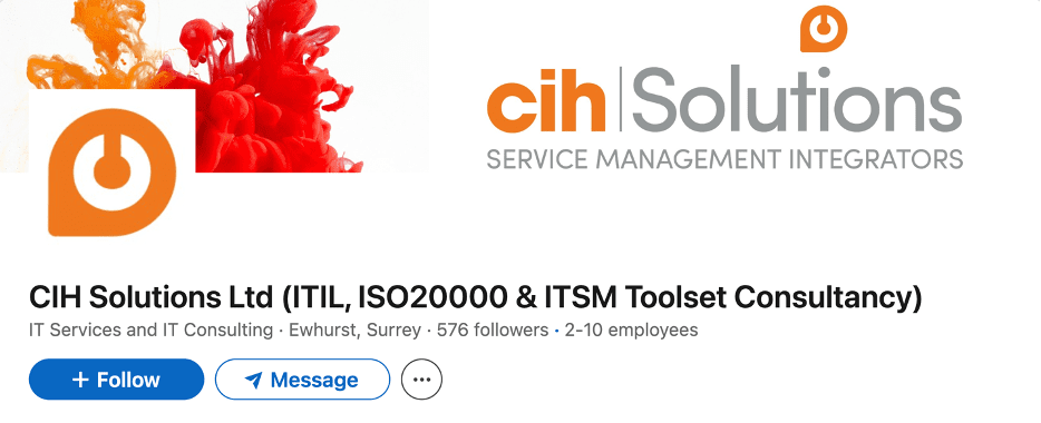 linkedin-banner-example-cih-solutions Example of a clean LinkedIn company page banner from CIH Solutions demonstrating clear messaging, minimal design, and correct LinkedIn banner size layout.